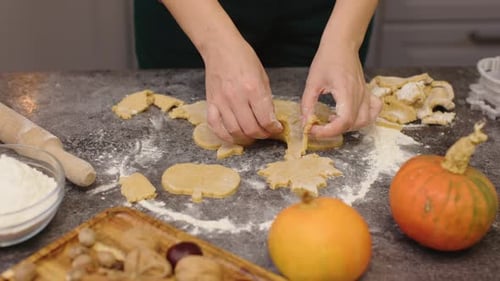 Woman Preparing Cookies for Fall Holiday