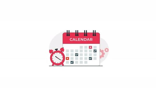 4K-Kalender mit Uhr-Konzept-Animationsvideo