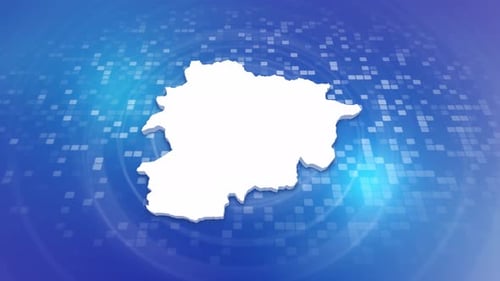 Animated Map Outline Draw and Fill on Digital Blue Background