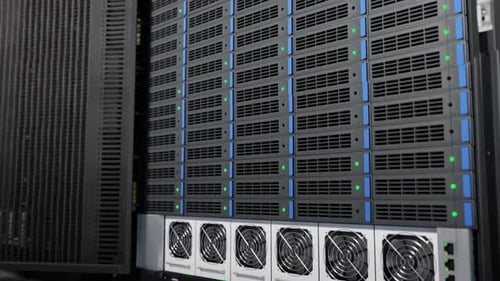 Data centre with stacked servers storing cloud data - server farm infrastructure