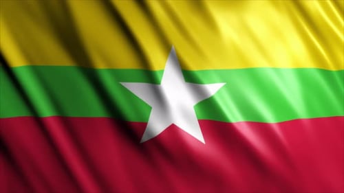 Realistic Waving Flag of Myanmar Seamless Loop