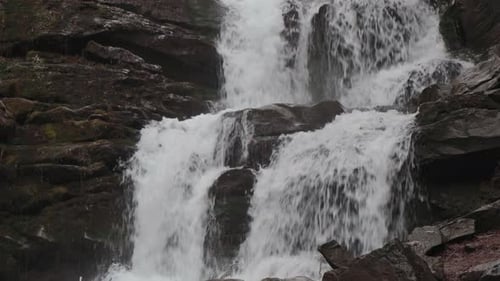 Landscape of waterfall Shypit in the Ukrainian Carpathian Mountains.