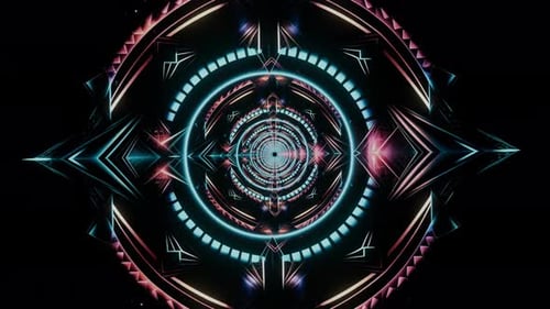 Abstract Glowing Neon Geometric Tunnel Loop Background
