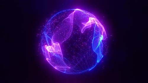 Glowing Abstract Neon Particle Sphere Background Loop