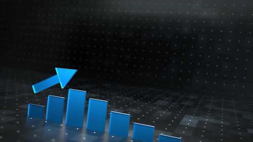 Growing Bar Graph with Rising Arrow