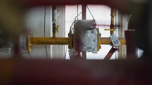 Industrial Piping Equipment on Wall