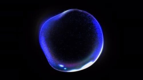 Sphère liquide bleue sur fond transparent. Fond du canal alpha de l'orbe bleu. Flux de magie bleue