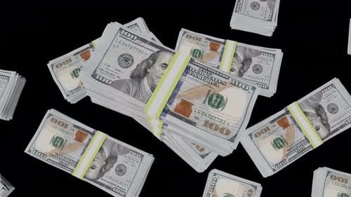 Looping Falling US Dollar Bills Animation