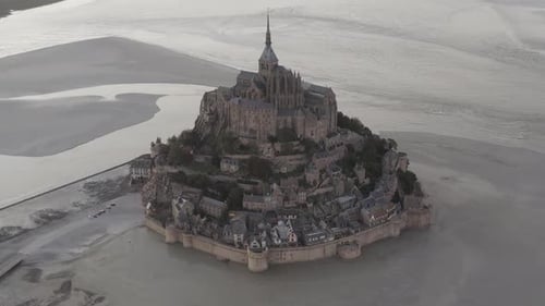 Aerial view of Mont-Saint-Michel, Normandy, France.