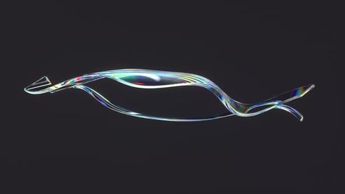 3D rendering of liquid iridescent smooth wave.