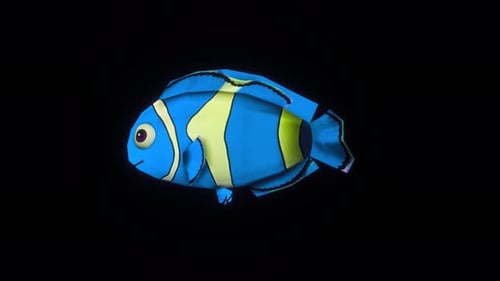 Animated Cartoon Fish Looped Video on Black Screen