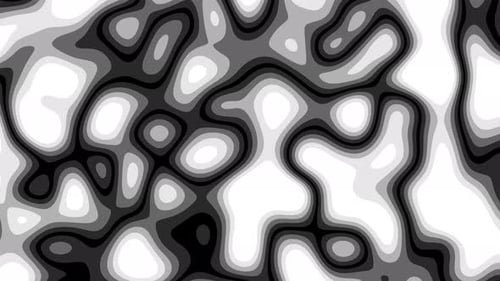 Abstract animated topographic contour map. Moving waves in black and white style. Looped 4K