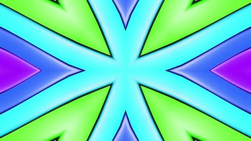 Blue and green abstract design with star in the center. Kaleidoscope VJ loop