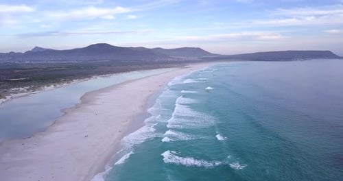 Aerial footage of beautiful and amazing beach in South Africa, Noordhoek