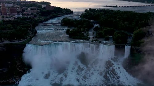Aerial view of Niagara Falls at sunrise