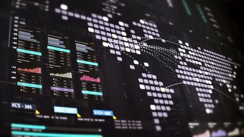 Futuristic Data Analysis Interface with Global Network Connections