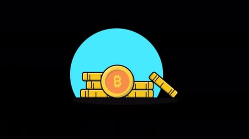 Flat Design Bitcoin and Gold Coin Stack Animation