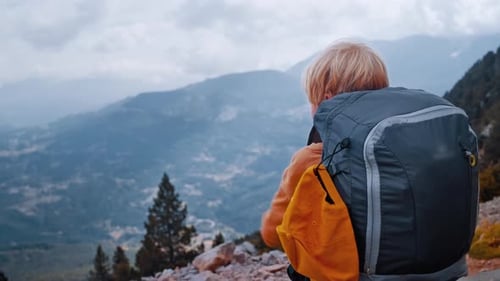 Hiking in the Pyrenees Mountains of Spain on a Cloudy Day