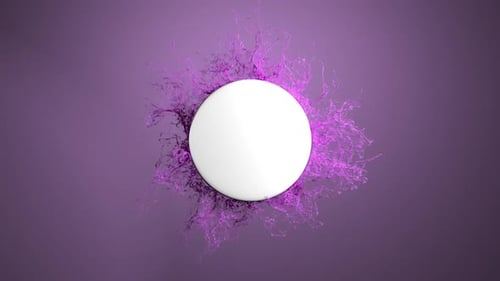 White circle and purple flowing particles
