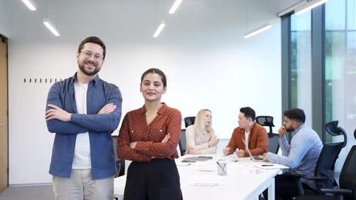 Confident Team Smiles in Modern Office Setting
