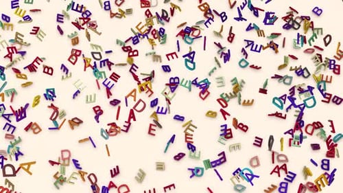 Abstract Background with Falling Colorful 3D Letters