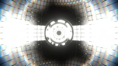 Weißer Neon-Energiezentrum-Hintergrund Vj Loop I 4K