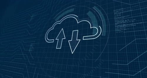 3D-Kontursymbol für Cloud-Computing-Online-Speicher auf einem Blueprint-Schema