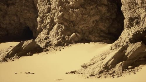 Massive Rock Formation Amid Desert
