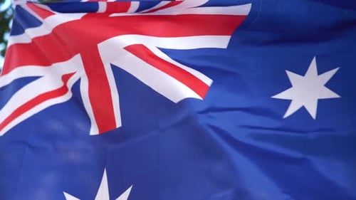 Australian Flag Waving Proudly in the Breeze