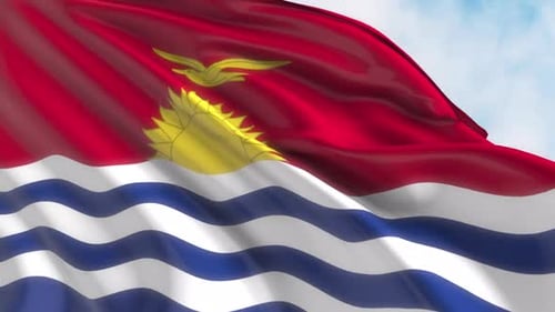 Flag of Kiribati Waving in the Wind