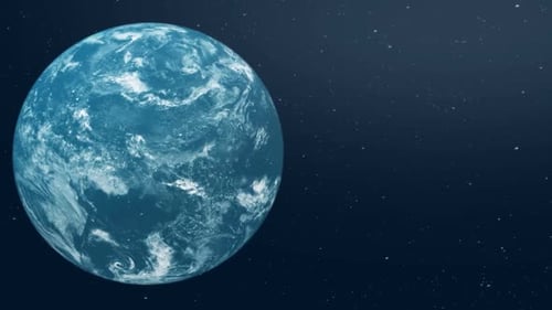 Animated Blue Planet in Starry Space