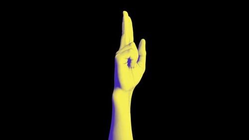 Spinning Colour Halftone Effect Two Fingers Count Hand