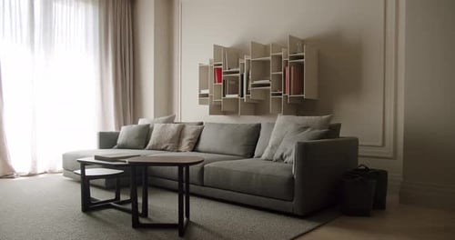 Modern Living Room with Gray Sectional Couch