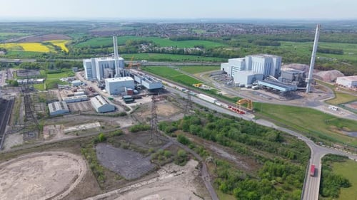 Vista aérea das instalações da Enfinium 1 e 2 Ferrybridge, Reino Unido.