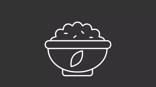 Animated Outline Food Bowl with Leaf Icon