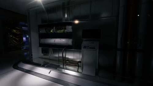 Manufacturing Passage Decorated with Metallic Fixtures and Functional Lighting