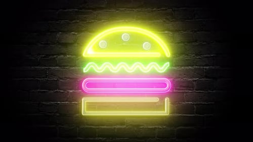 Flickering Neon Hamburger Sign Animation