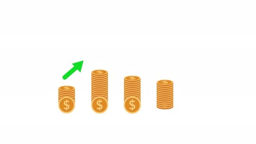 Animated Flat Design Financial Growth Chart with Coins