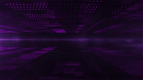 Futuristic Digital Grid Purple Particles Loop Background