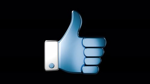 Rotating 3D Thumbs Up Social Media Icon