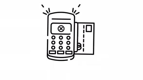 Card Swipe Rejected POS Terminal Line Art Animated Looping Video Alpha Channel Icon