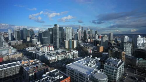 Stunning Aerial View of the Vibrant Downtown Seattle Washington Cityscape and Landscape