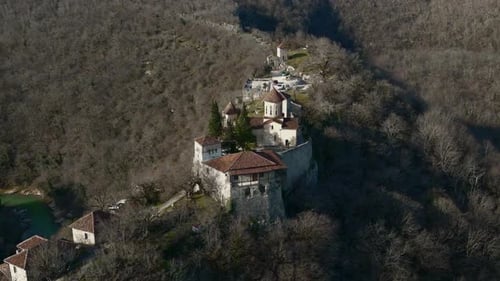 11th Century Monastery seats at the top of the Mountain in Imereti Region in Georgia