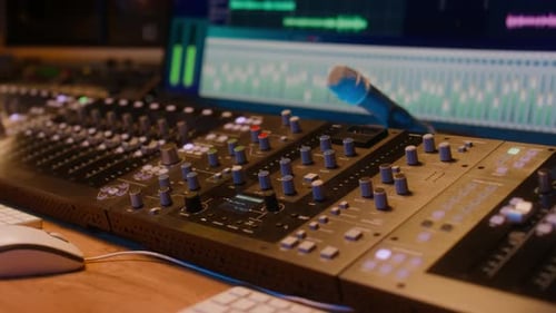 Professional Audio Mixing Workstation in Music Recording Studio
