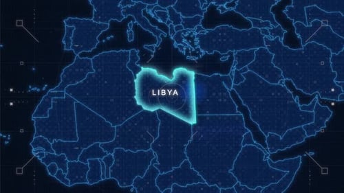 Futuristic Digital World Map Animation Highlighting Country