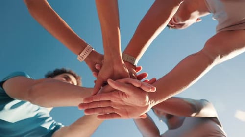 Teamwork and Unity with Hands Together in the Sky