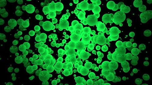 Animated Green Glowing Spheres Abstract Background Loop