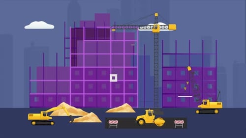 Flat Design Building Construction Site Animation