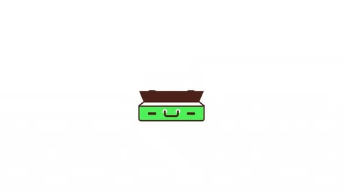 Animated Flat Design Suitcase Icon Opening and Closing Loop