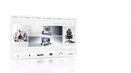 Technological devices, electronic and computer products website animation. E-commerce and shopping.